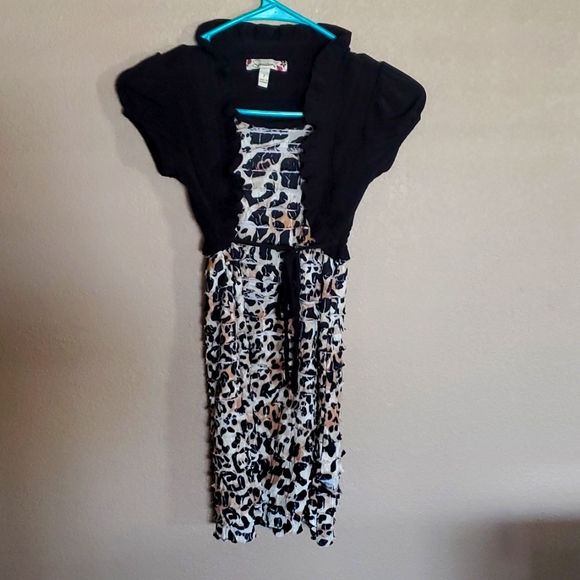 Girls black & leopard dress size 7. - Picture 1 of 7